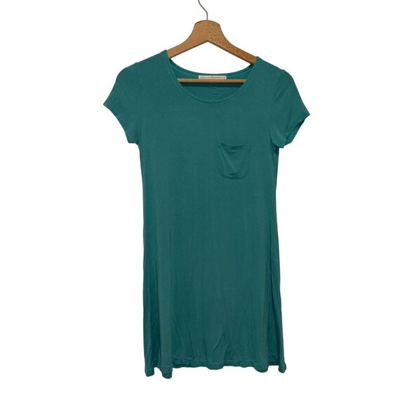 Peruvian Connection Teal Pocket Short Sleeves Soft Women's Dress T-Shirt Size XS - Picture 1 of 7